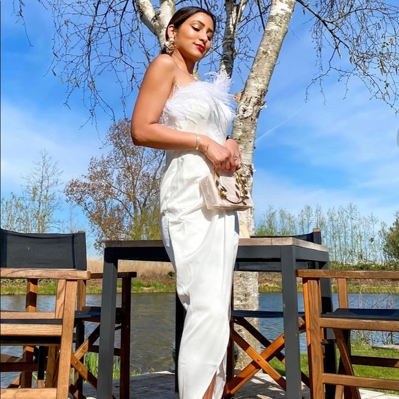 Adrianna Papell Strapless Gown Draped Skirt Ivory - Picture 3 of 6